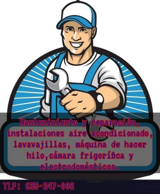 Mantenimiento reparación instalaciones aire acondicionado lavavajillas máquina de hacer hilo y