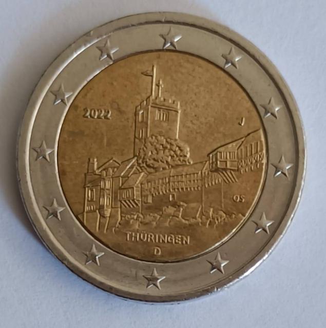 Alemania 2022, 2€, Ceca J,Turingia, Castillo de Wartburg