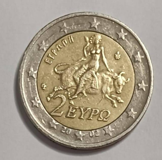 Grecia 2002, 2 euros, EΛΛHNIKH ΔHMOKPATIA ,(República Helénica).