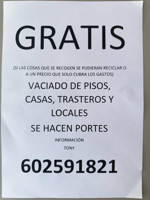 Limpieza gratis vaciados de pisos casas locales