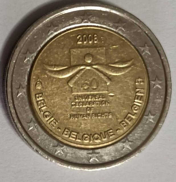Bélgica 2008, 2€, DECLARACIÓN UNIVERSAL DE DERECHOS HUMANOS